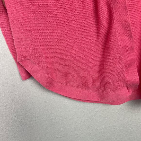 Loft Women's Size Small Linen Blend Long Open Pink Cardigan Ribbed Lightweight - Picture 5 of 10